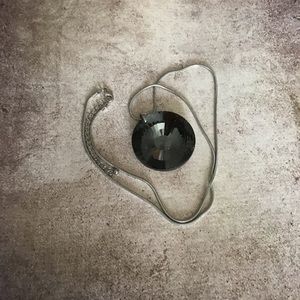 Gray rhinestone sweater necklace